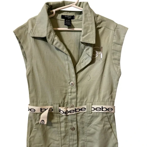 Bebe Light Green Collared Dress NWOT - Picture 1 of 6